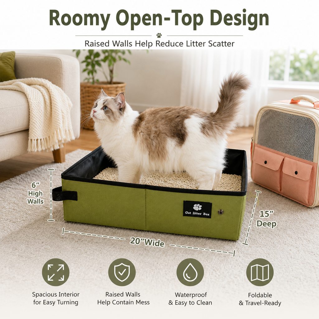 Foldable Travel Cat Litter Box – Leak-Proof
