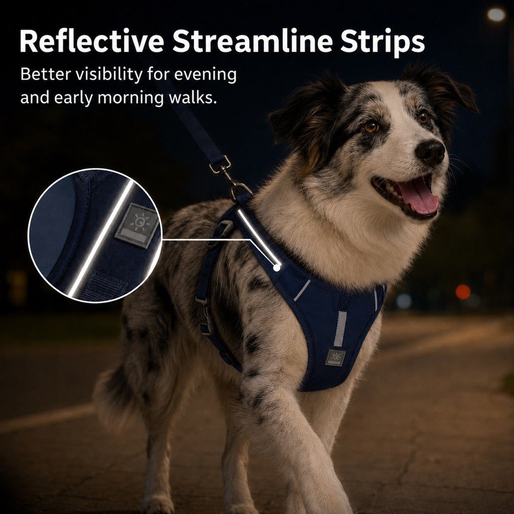 Reflective No-Pull Dog Harness – Safe Night Walks