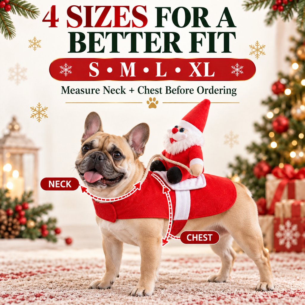 Santa Rider Pet Costume – Funny Christmas Photos