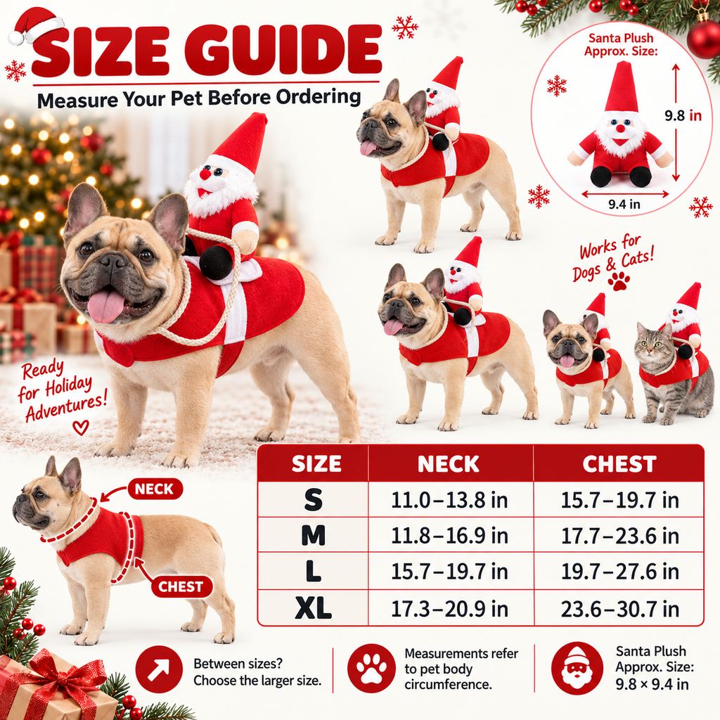 Santa Rider Pet Costume – Funny Christmas Photos