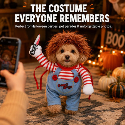 Scary Doll Dog Costume – Wig & Toy Knife Set