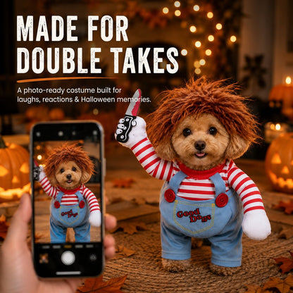 Scary Doll Dog Costume – Wig & Toy Knife Set