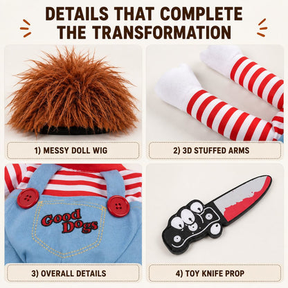 Scary Doll Dog Costume – Wig & Toy Knife Set