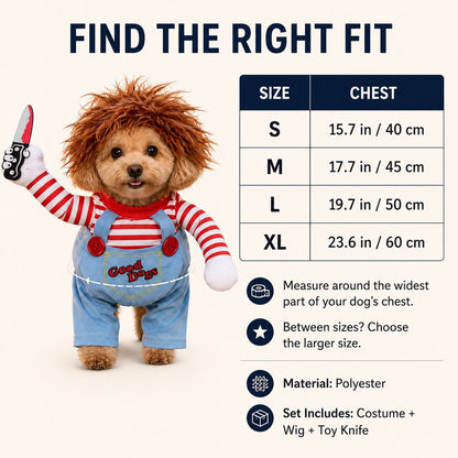 Scary Doll Dog Costume – Wig & Toy Knife Set