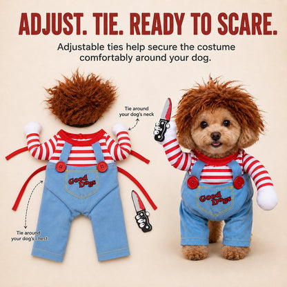 Scary Doll Dog Costume – Wig & Toy Knife Set