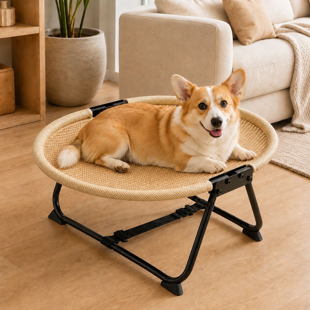 Foldable Elevated Pet Cot – Breathable Raised Bed