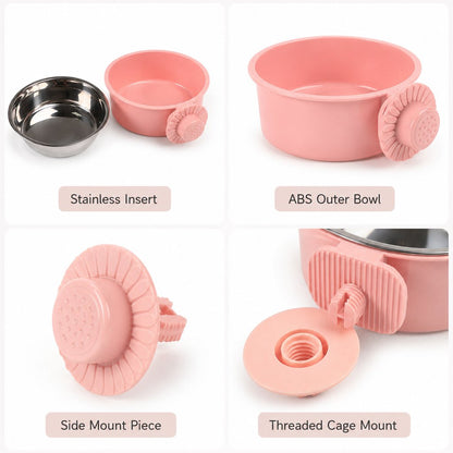 Crate-Mounted Steel Pet Bowl – Spill-Free Kennel Feeding
