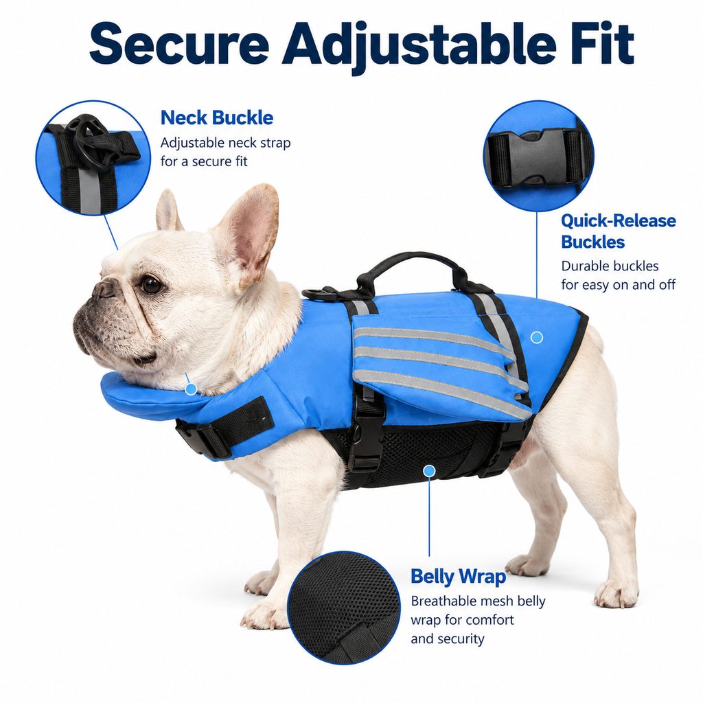 Frenchie Dog Life Jacket – Chin Float for Safe Swims