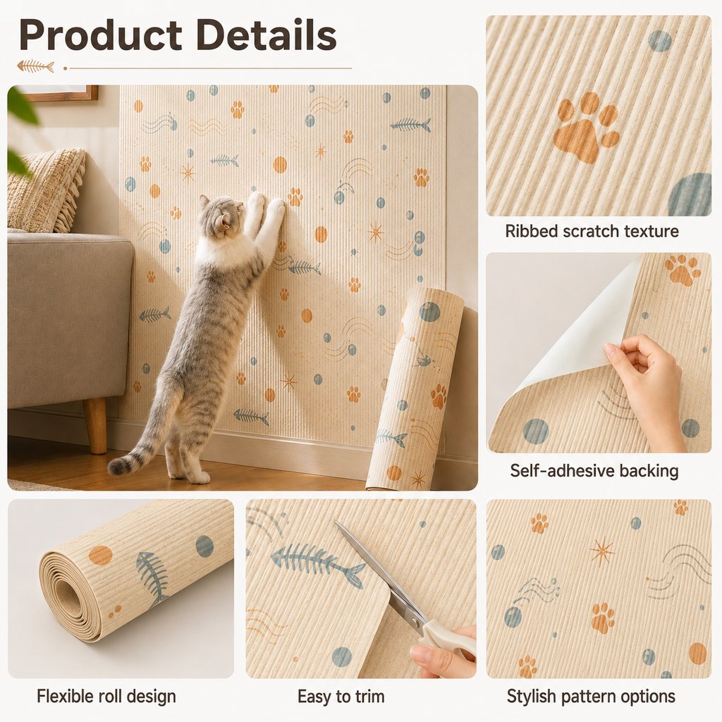 Cuttable Cat Scratch Mat – Wall & Furniture Protection