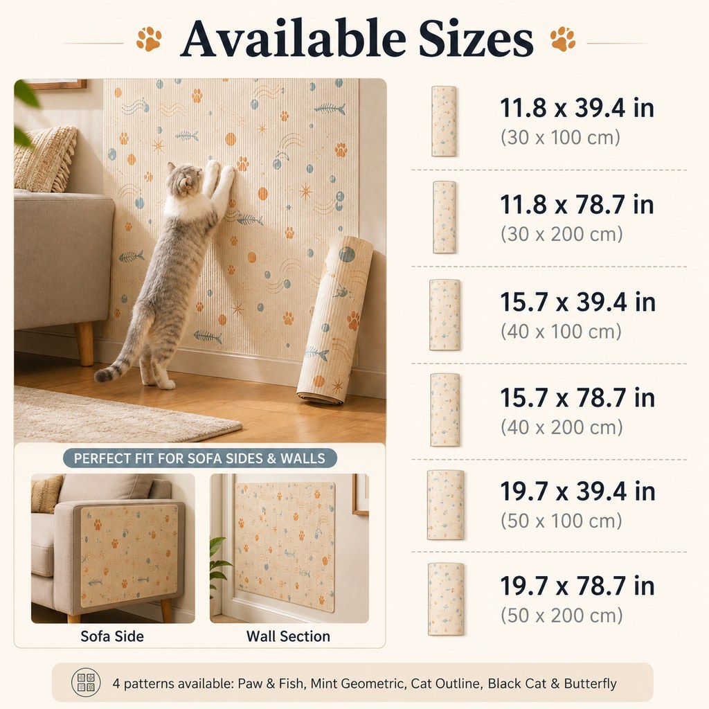 Cuttable Cat Scratch Mat – Wall & Furniture Protection