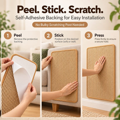Self-Adhesive Sisal Cat Scratch Mat – Protects Sofas
