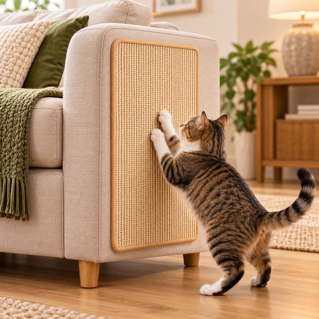 Self-Adhesive Sisal Cat Scratch Mat – Protects Sofas