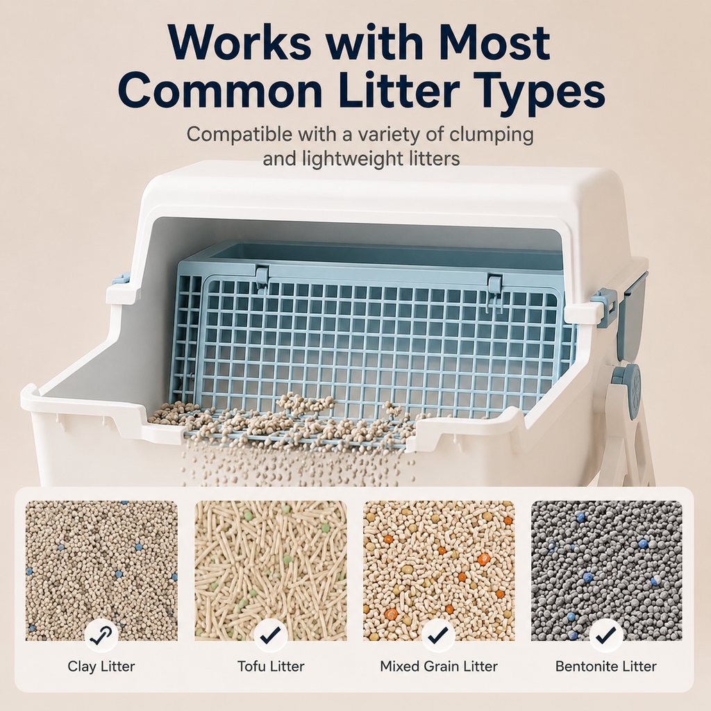 Semi-Automatic Cat Litter Box – Flip-to-Sift Cleanup