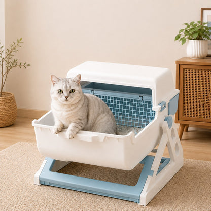 Semi-Automatic Cat Litter Box – Flip-to-Sift Cleanup