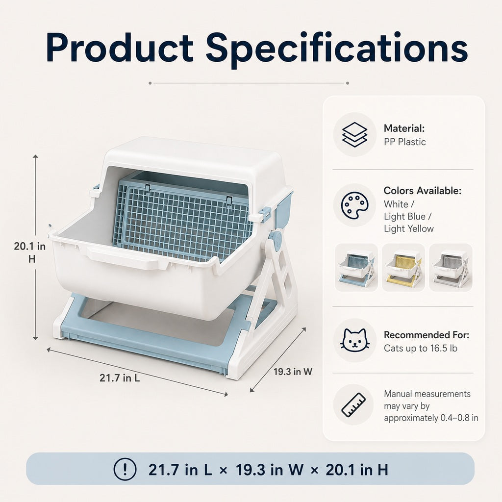Semi-Automatic Cat Litter Box – Flip-to-Sift Cleanup