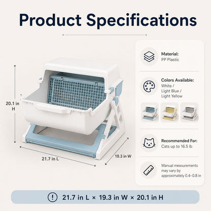 Semi-Automatic Cat Litter Box – Flip-to-Sift Cleanup