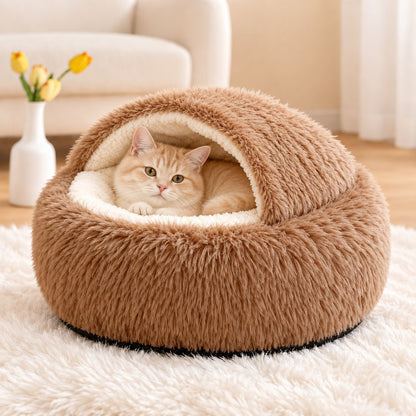 Calming Cat Cave Bed – Soft & Warm Sleep