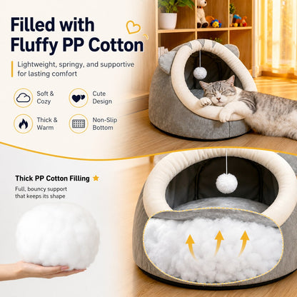Semi-Enclosed Plush Pet Bed – Cozy Hideaway