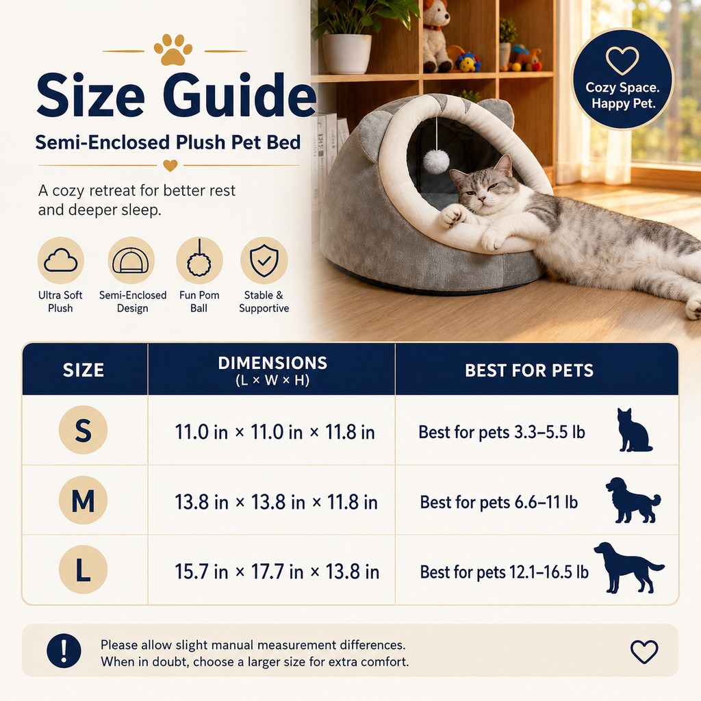 Semi-Enclosed Plush Pet Bed – Cozy Hideaway