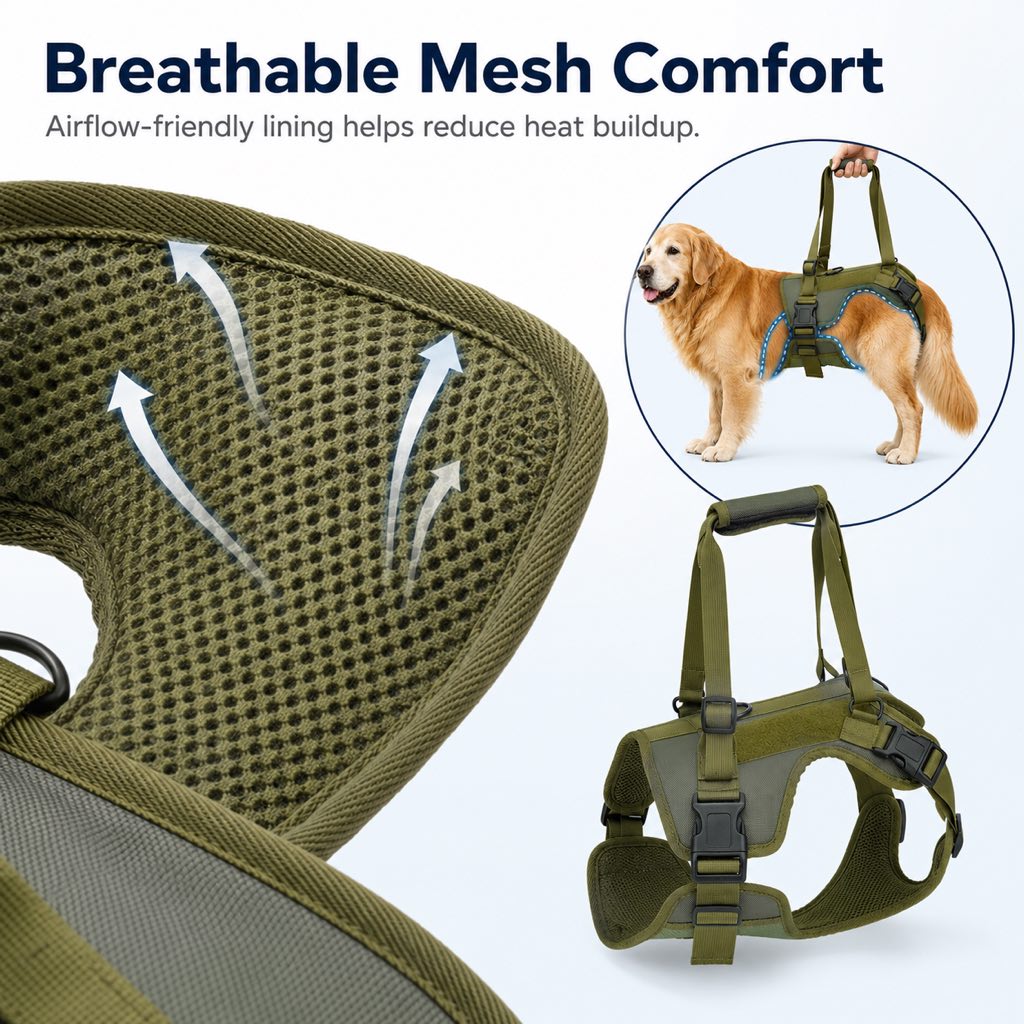 Padded Dog Lift Harness – Support for Weak Hind Legs