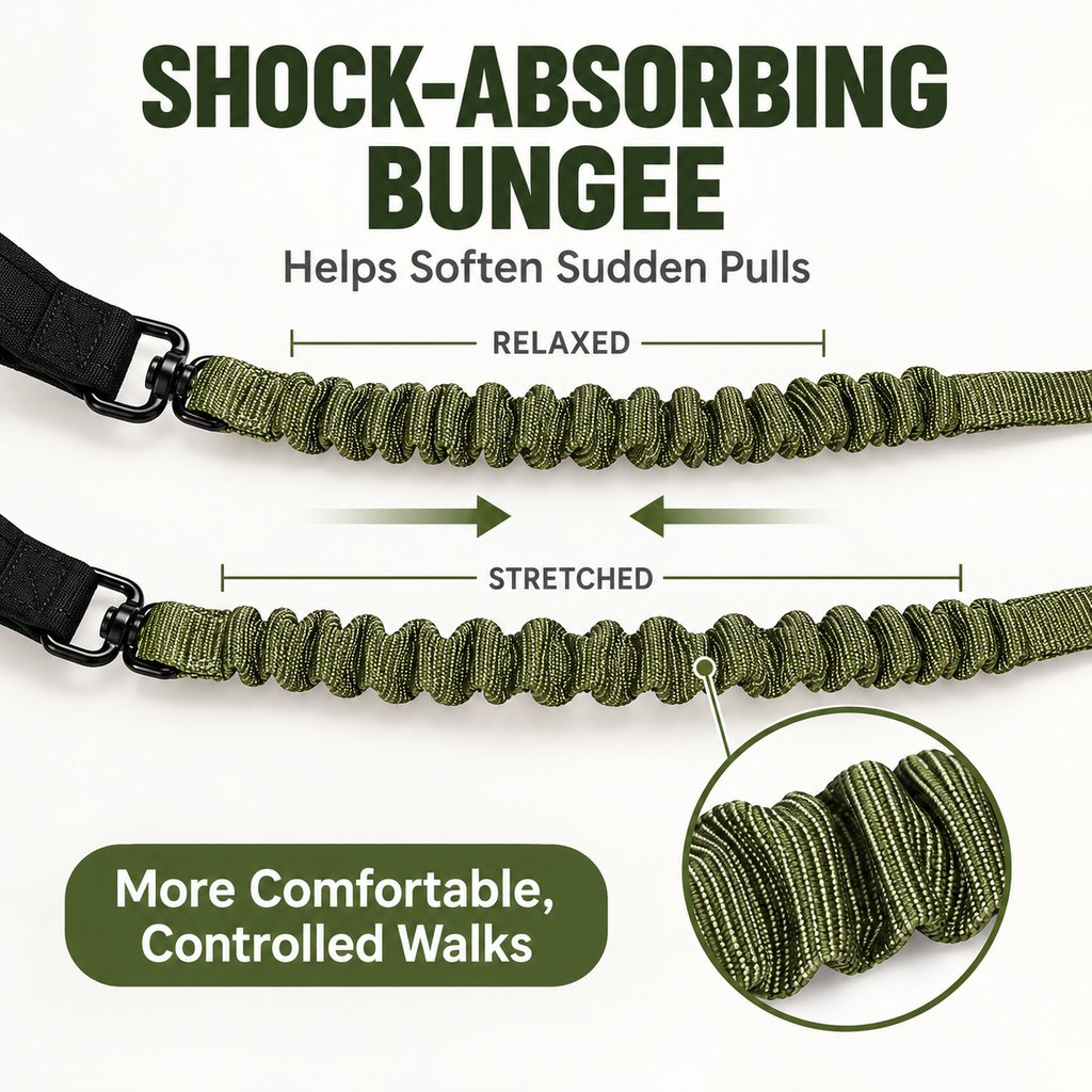 Dual Handle Bungee Dog Leash – Softer Pulls