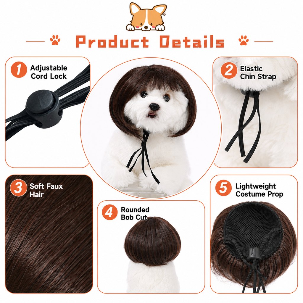 Funny Bob Pet Wig – Easy Costume Photo Prop