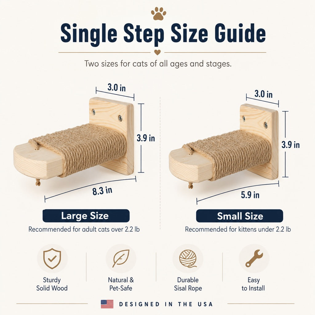 Wall-Mounted Wood Cat Steps – Space-Saving Climber