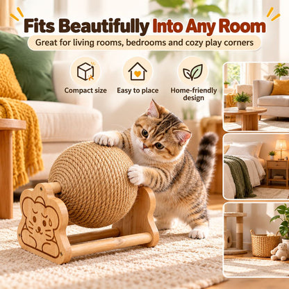 Sisal Cat Scratching Ball – Wooden Stand