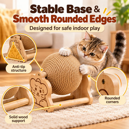 Sisal Cat Scratching Ball – Wooden Stand