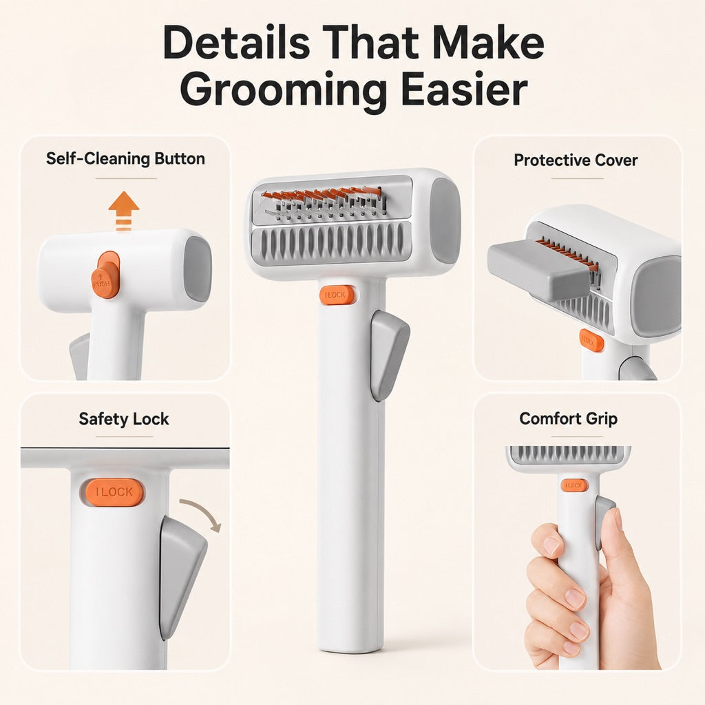 Self-Cleaning Dematting Brush – Removes Tangles & Loose Fur