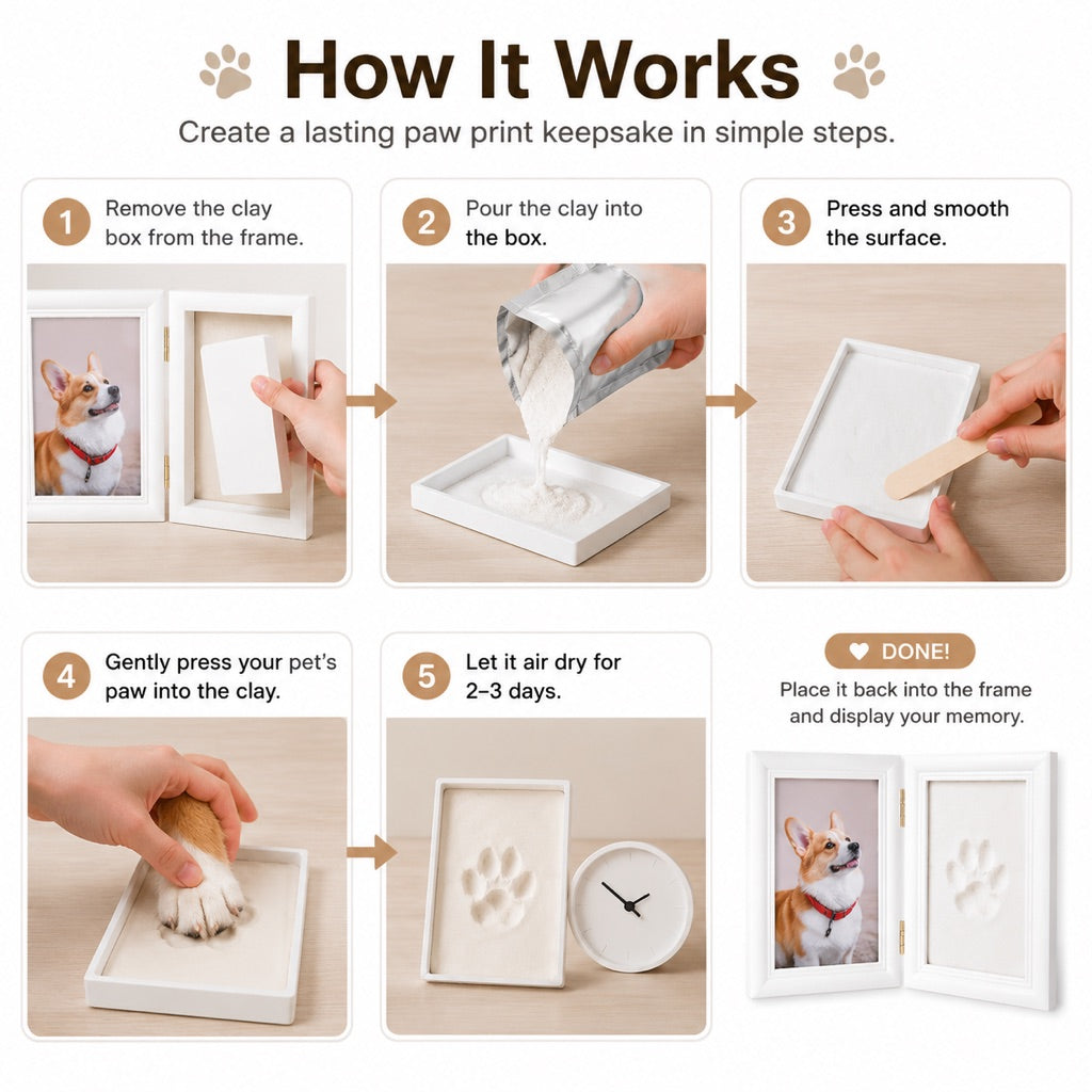 Pet Paw Print Frame Kit – DIY Keepsake Memories