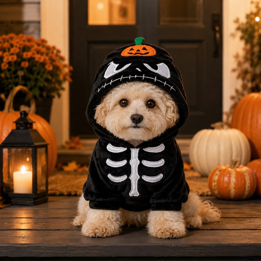 Halloween Pet Costume Hoodie – One-Piece Spooky Look