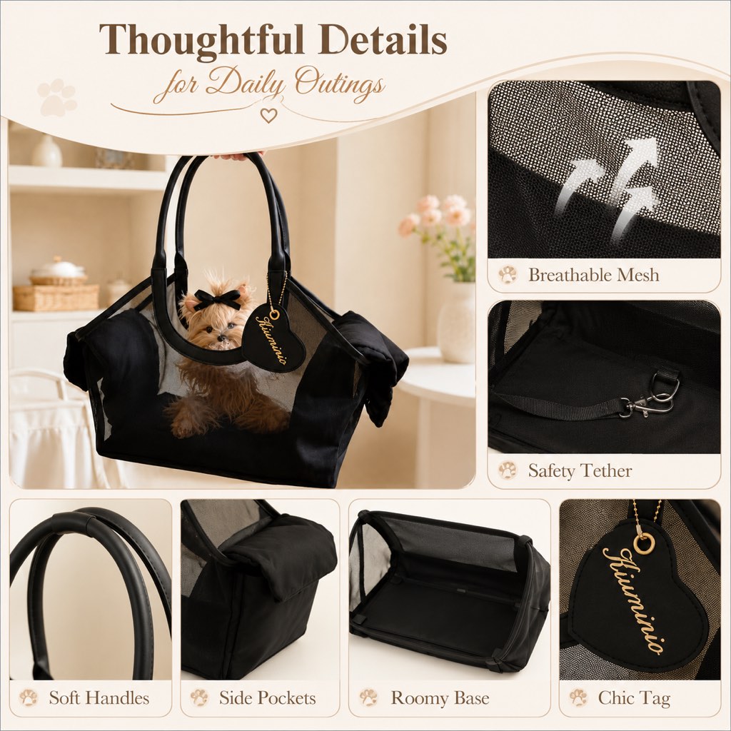 Mesh Pet Carrier Tote – Breathable Small Pet Travel