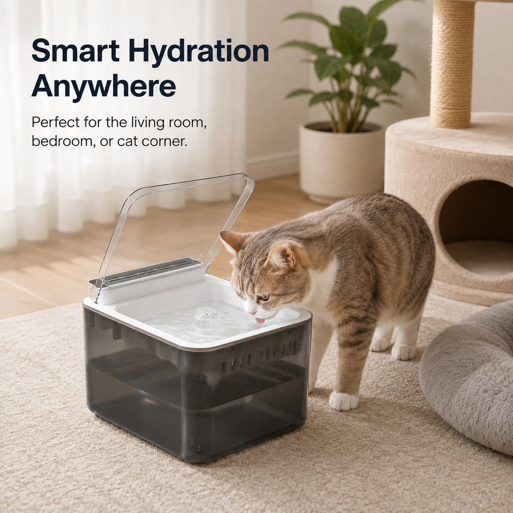 Smart Auto-Lid Cat Fountain – Clean, Cordless Hydration