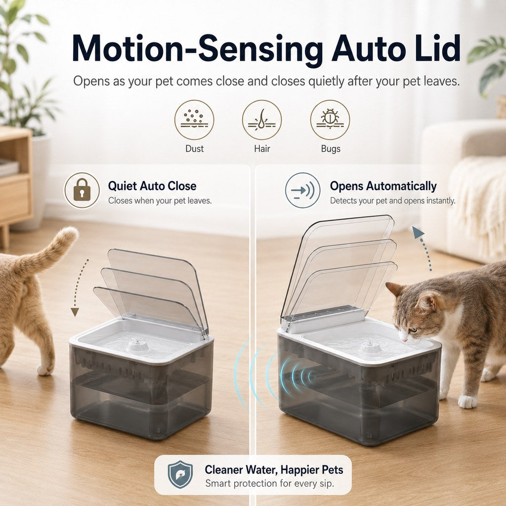 Smart Auto-Lid Cat Fountain – Clean, Cordless Hydration