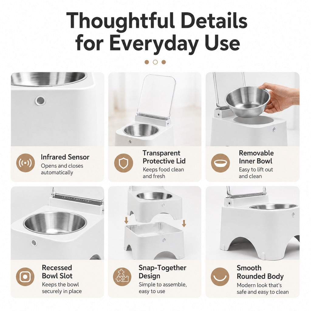Smart Auto-Opening Cat Bowl – Dustproof, Fresher Food