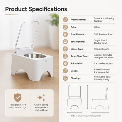 Smart Auto-Opening Cat Bowl – Dustproof, Fresher Food