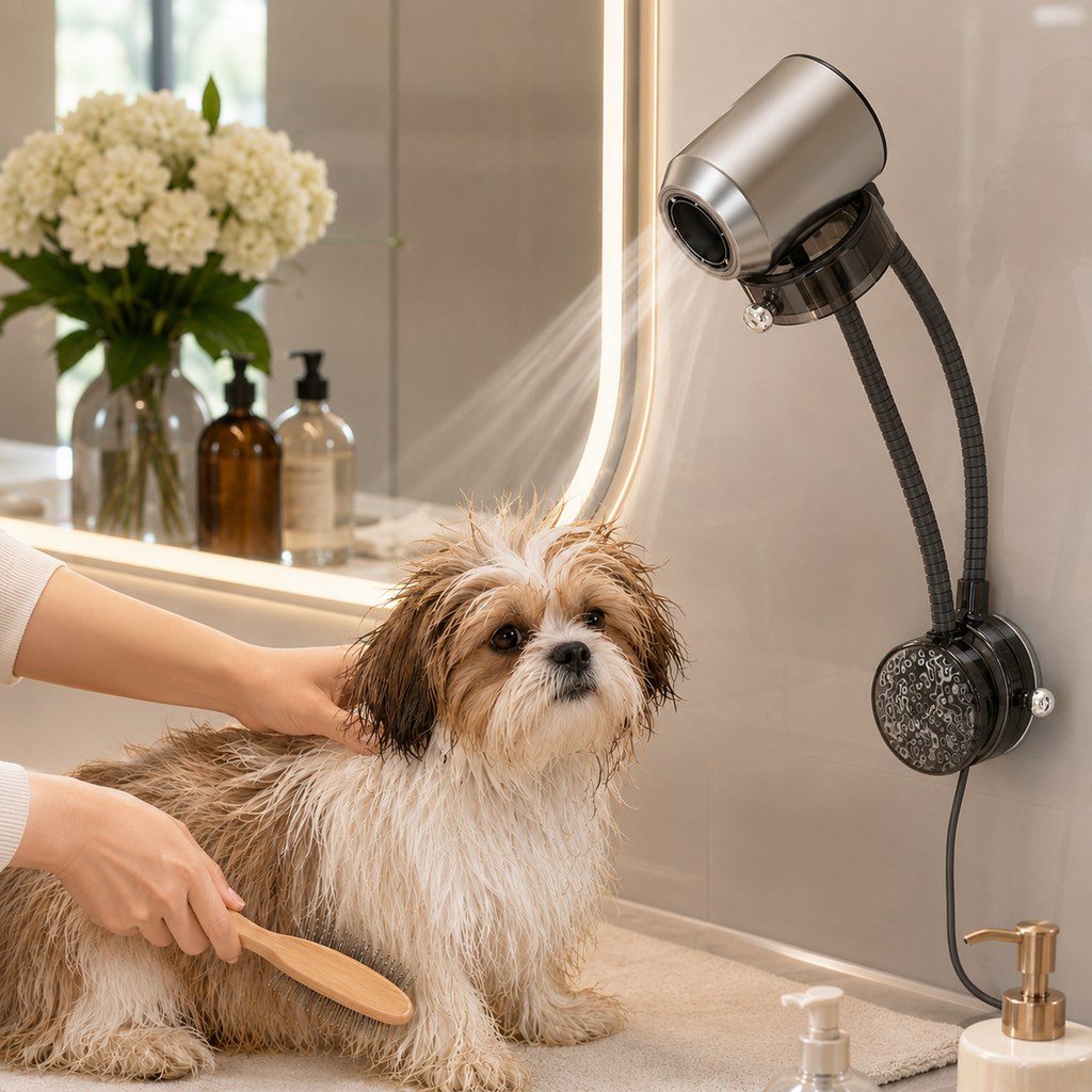 Hands-Free Pet Hair Dryer Holder – 360° Flexible Arm