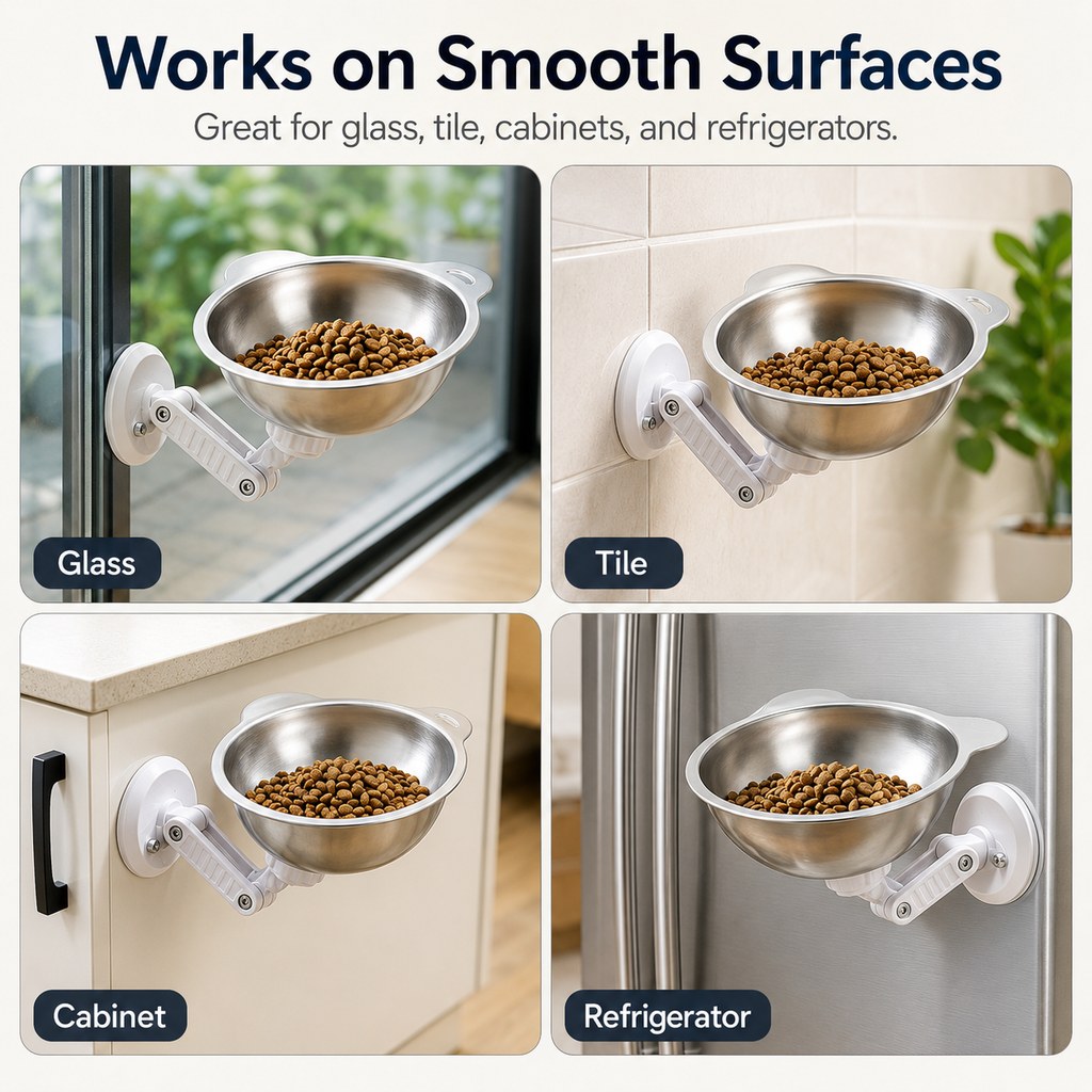 No-Drill Wall-Mounted Pet Bowl – Cleaner Floors