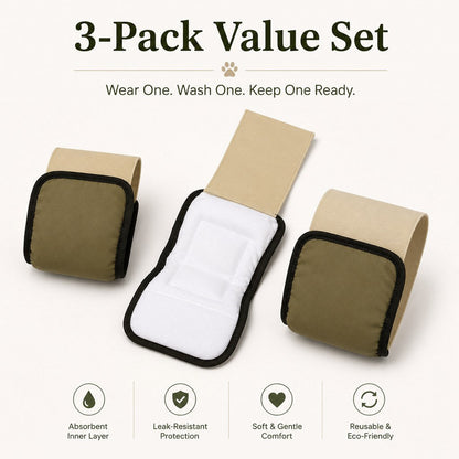 Washable Male Dog Belly Bands 3-Pack – Stops Marking