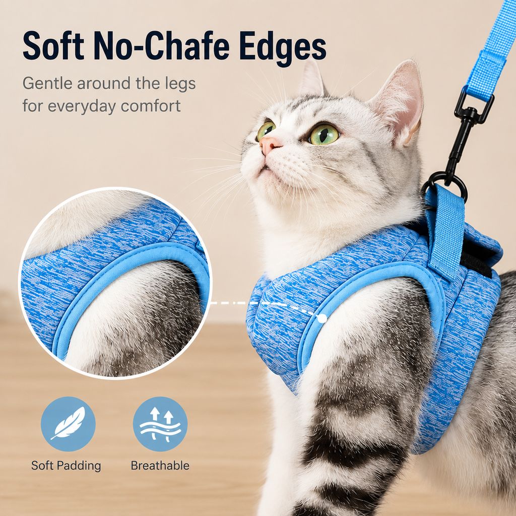 Lightweight Cat Harness & Leash Set – Secure Walks