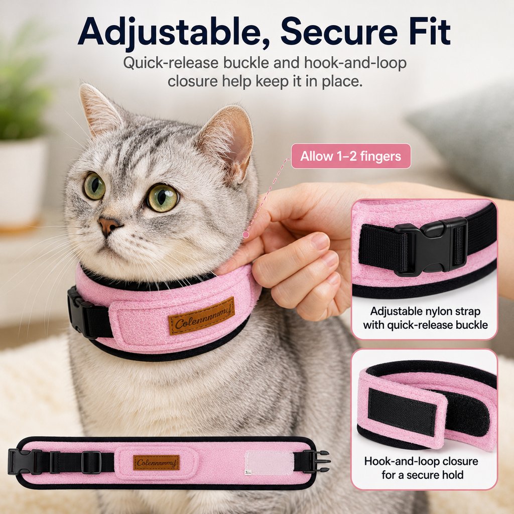 Fleece Cat Recovery Collar – Soft Anti-Lick Wrap