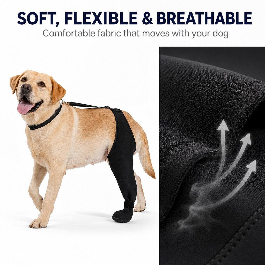 Rear Leg Recovery Sleeve with Paw Cover – Limits Licking