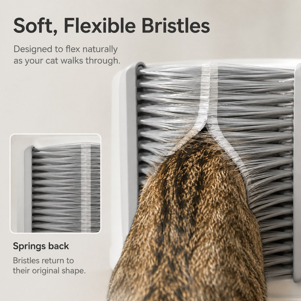 Litter Box Brush Door – Catches Loose Fur
