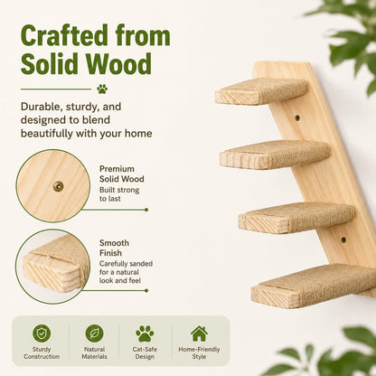 Wall-Mounted Wood Cat Steps – Space-Saving Climber