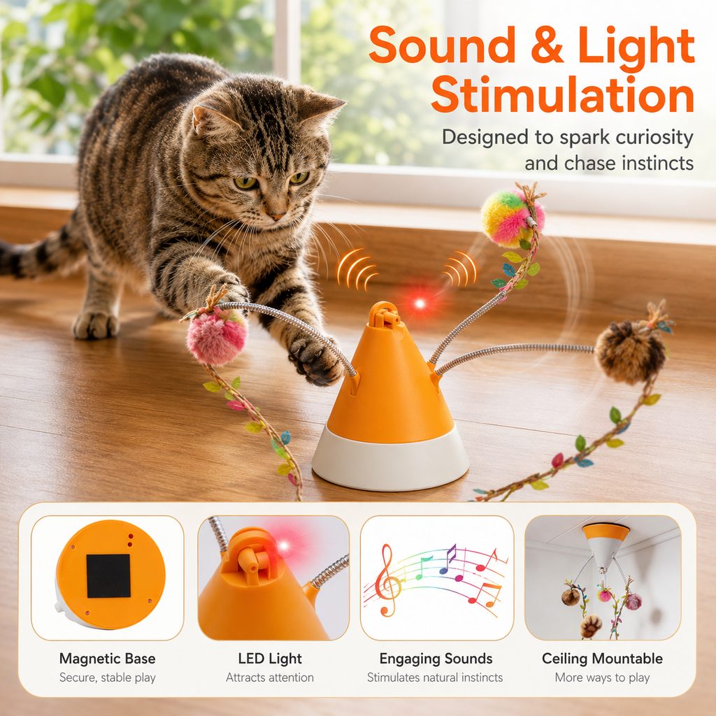 360° Magnetic Rotating Cat Teaser – Hands-Free Play