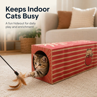 Kraft Paper Cat Tunnel – Foldable Hide & Play