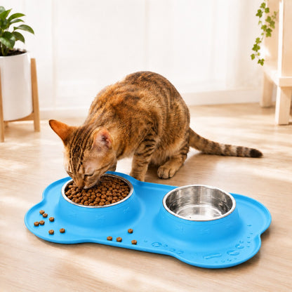 Spill-Proof Dual Pet Bowl – Mess-Free Food & Water