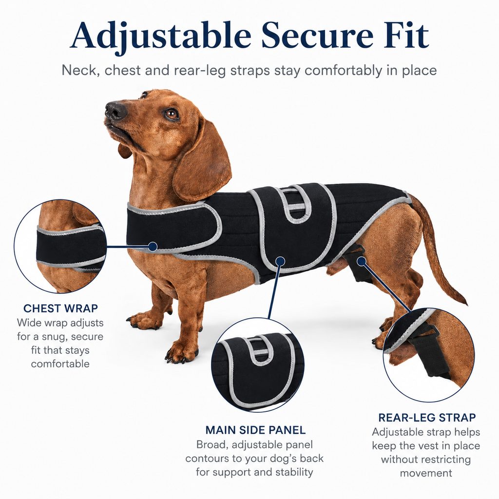 Dog Back Support Vest – Spinal Support for Dachshunds