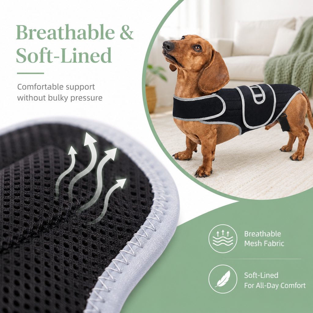 Dog Back Support Vest – Spinal Support for Dachshunds